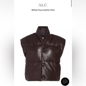 A.L.C. Dark Brown Willow Faux Leather Puffer Vest (M)